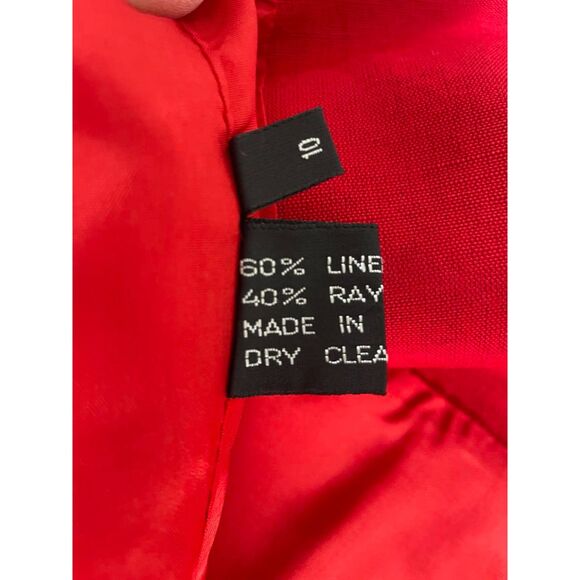 Collectible Gold Women's Size 10 Red Suit Blazer Boyfriend 1-Button Linen Blend - Picture 4 of 7